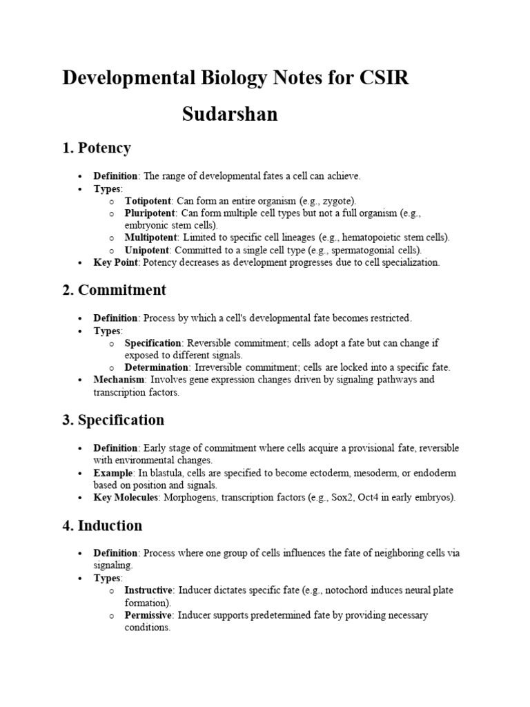 CSIR Developmental Biology Overview | PDF | Cell Potency | Cellular ...