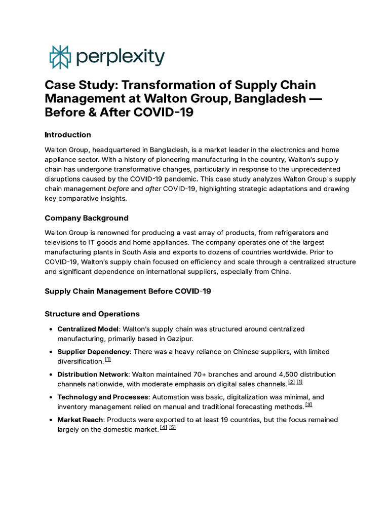 Case Study - Transformation of Supply Chain Managem | PDF