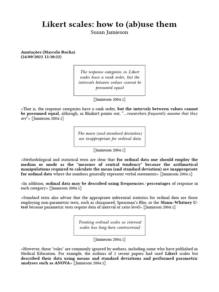Proper Use of Likert Scales in Research | PDF
