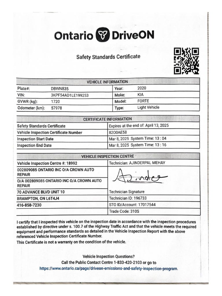 Vehicle Inspection | PDF
