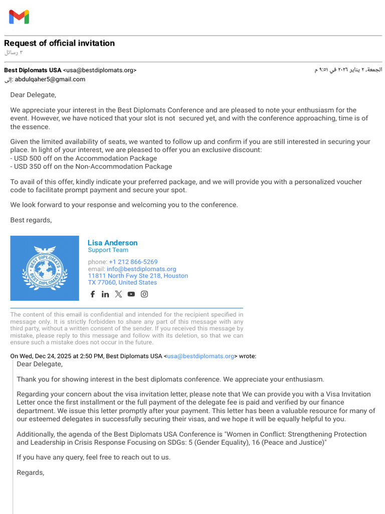 Best Diplomats Conference Invitation Request | PDF | Visa Inc. | Travel ...
