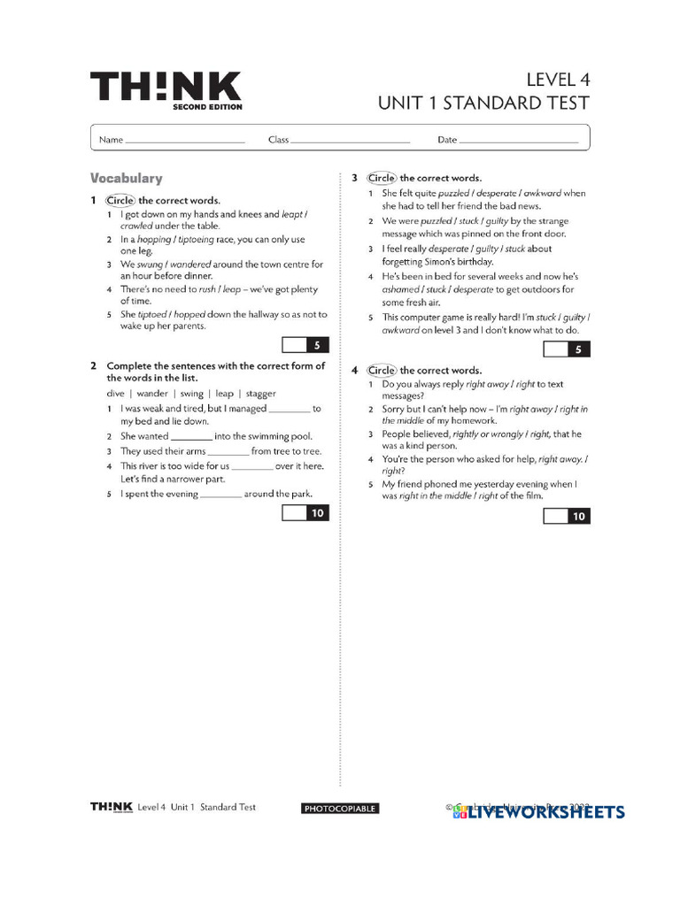 Think L4 Unit 1 Test | PDF