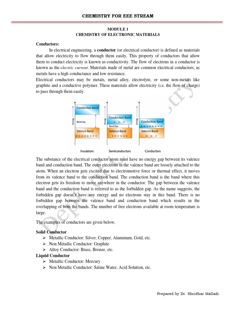 Chemistry of Conductors and Insulators | PDF | Electrical Resistivity ...
