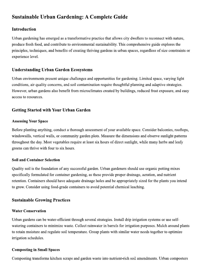 Sustainable Urban Gardening | PDF