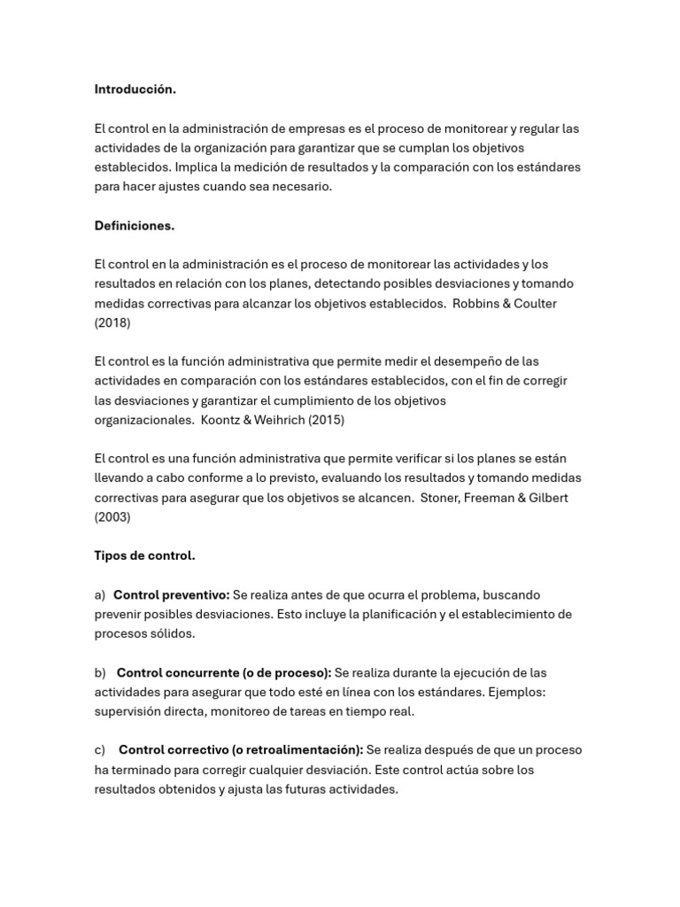 Control en la Administración de Empresas | PDF