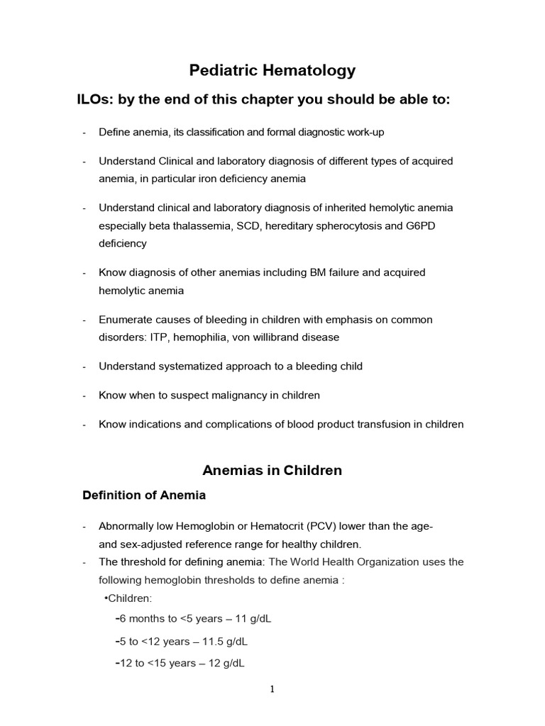 Pediatric Anemia Diagnosis and Management | PDF | Anemia | Red Blood Cell