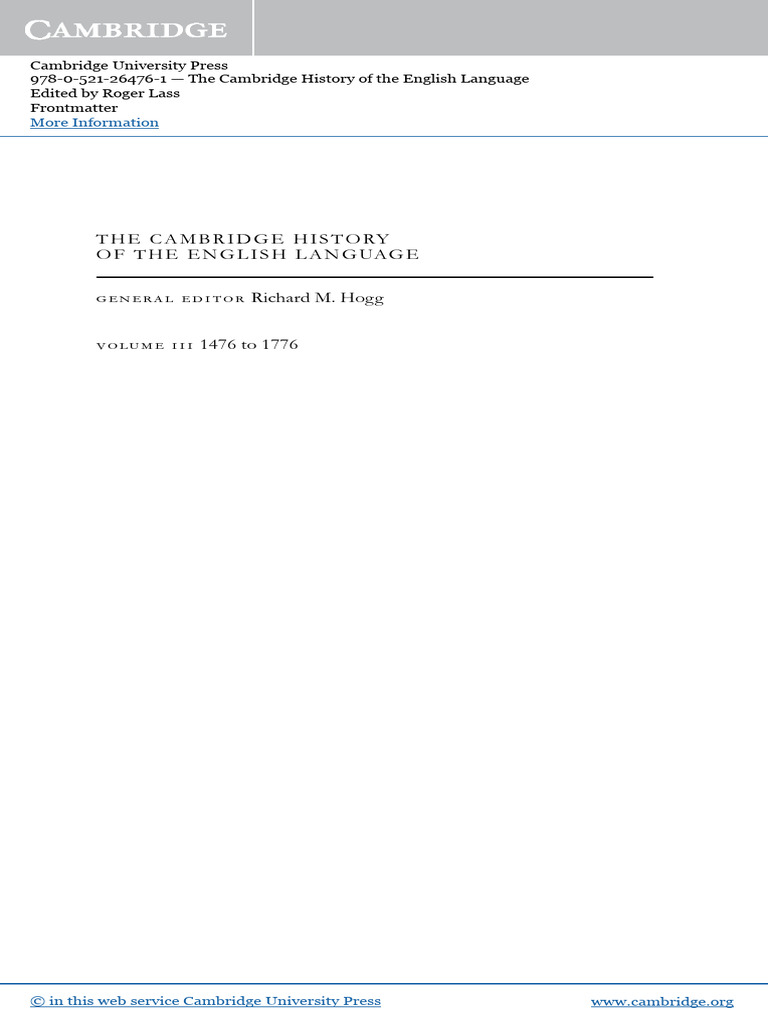 Cambridge History of English Language | PDF | English Language ...