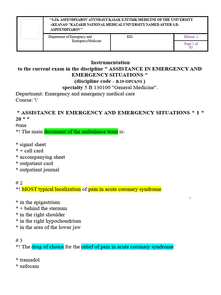 Emergency Medical Assistance Guide | PDF | Myocardial Infarction | Heart
