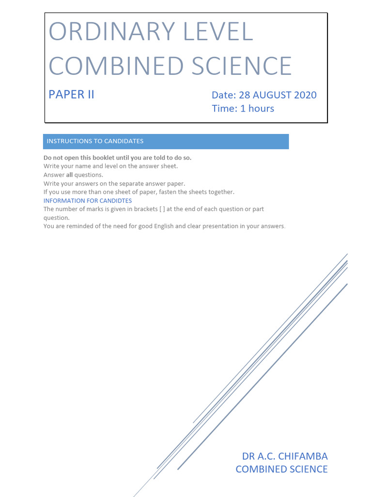 Combined Science AUG2020 P2 | PDF | Iron | Materials