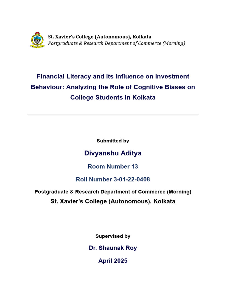 Financial literacy in youths | PDF | Likert Scale | Bias