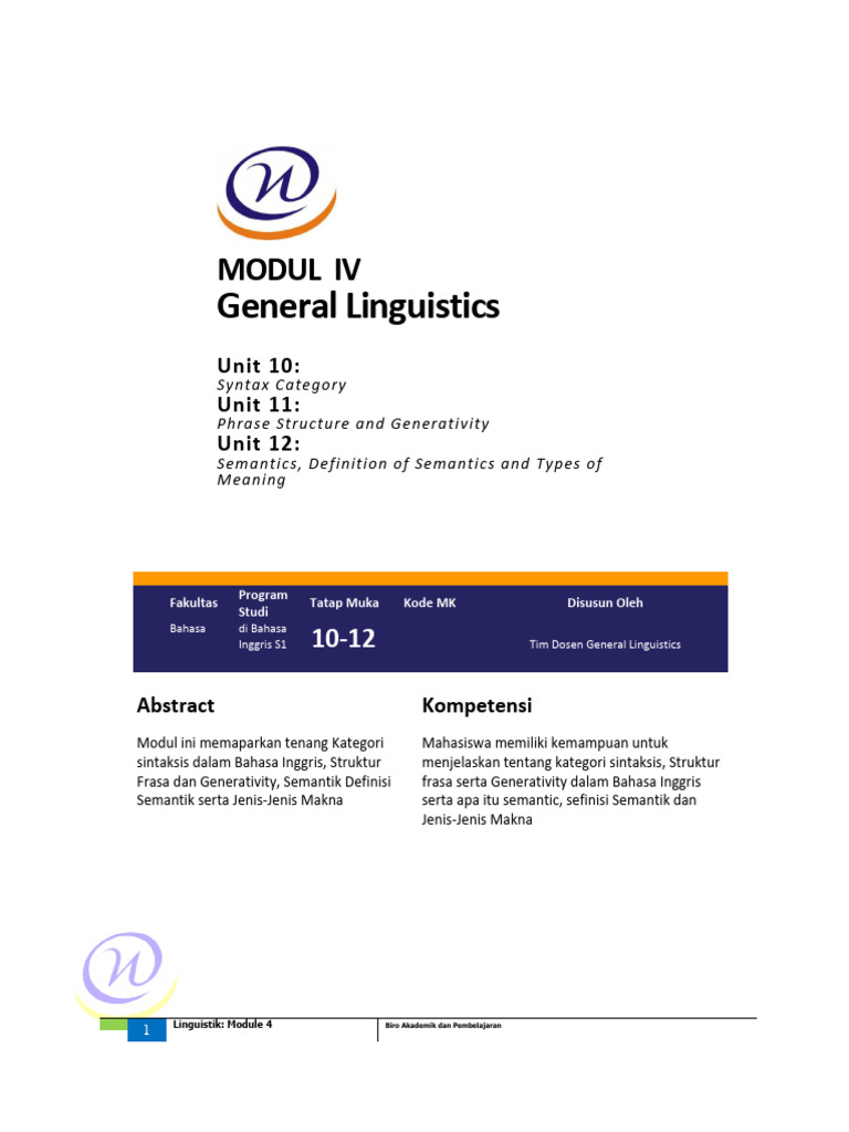 General Linguistics: Syntax & Semantics | PDF | Semantics | Phrase