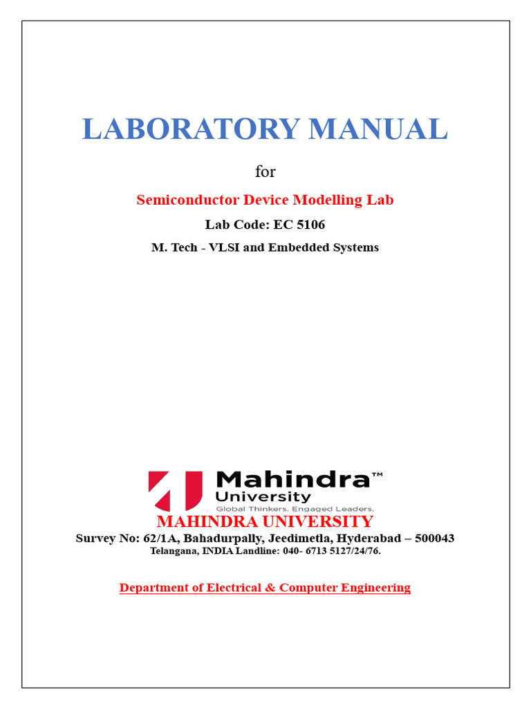 Semiconductor Device Modelling Lab Manual | PDF | Field Effect ...