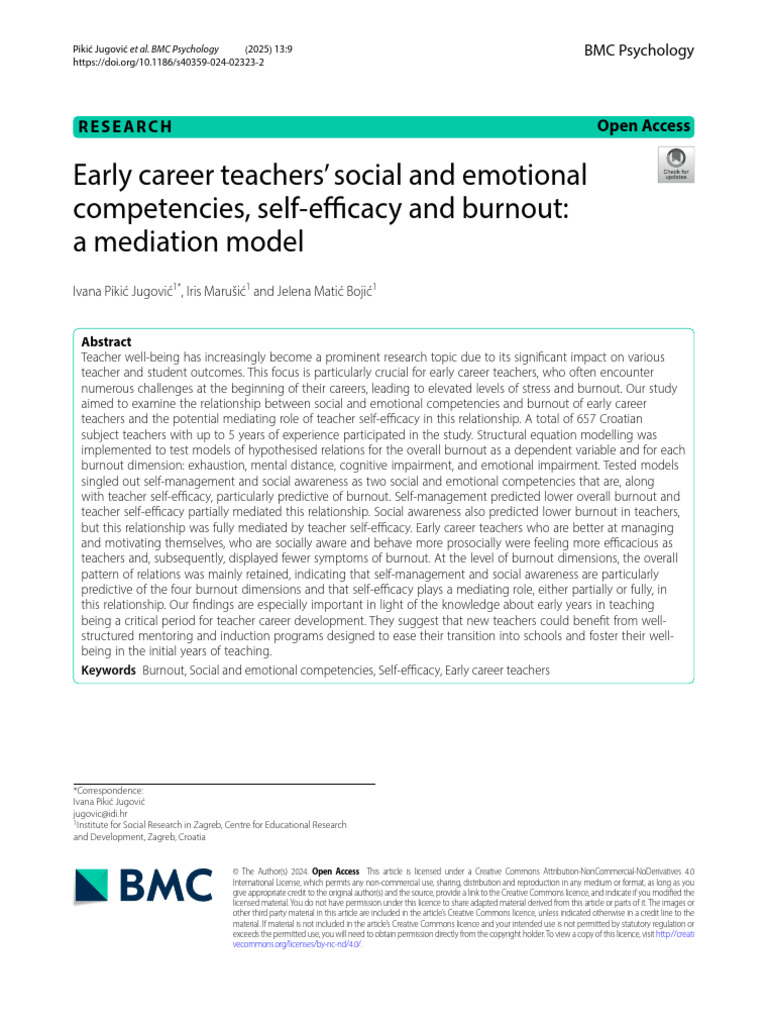 Early Career Teachers' Burnout Factors | PDF | Occupational Burnout ...