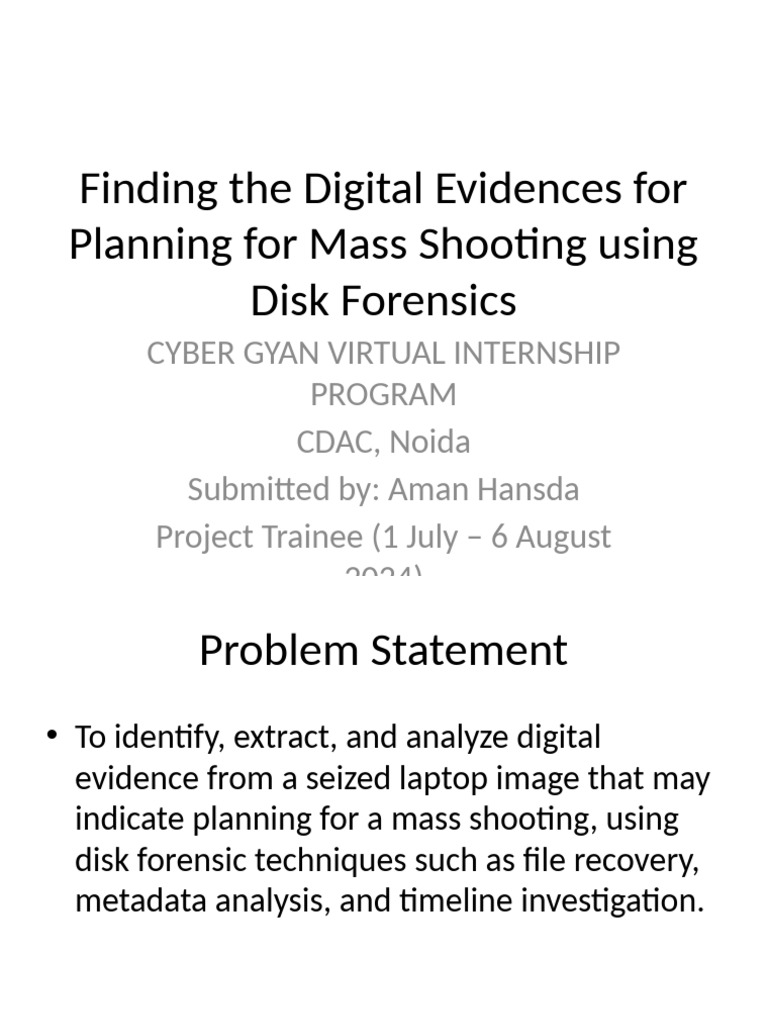 Disk Forensics Project Presentation Aman Hansda | PDF