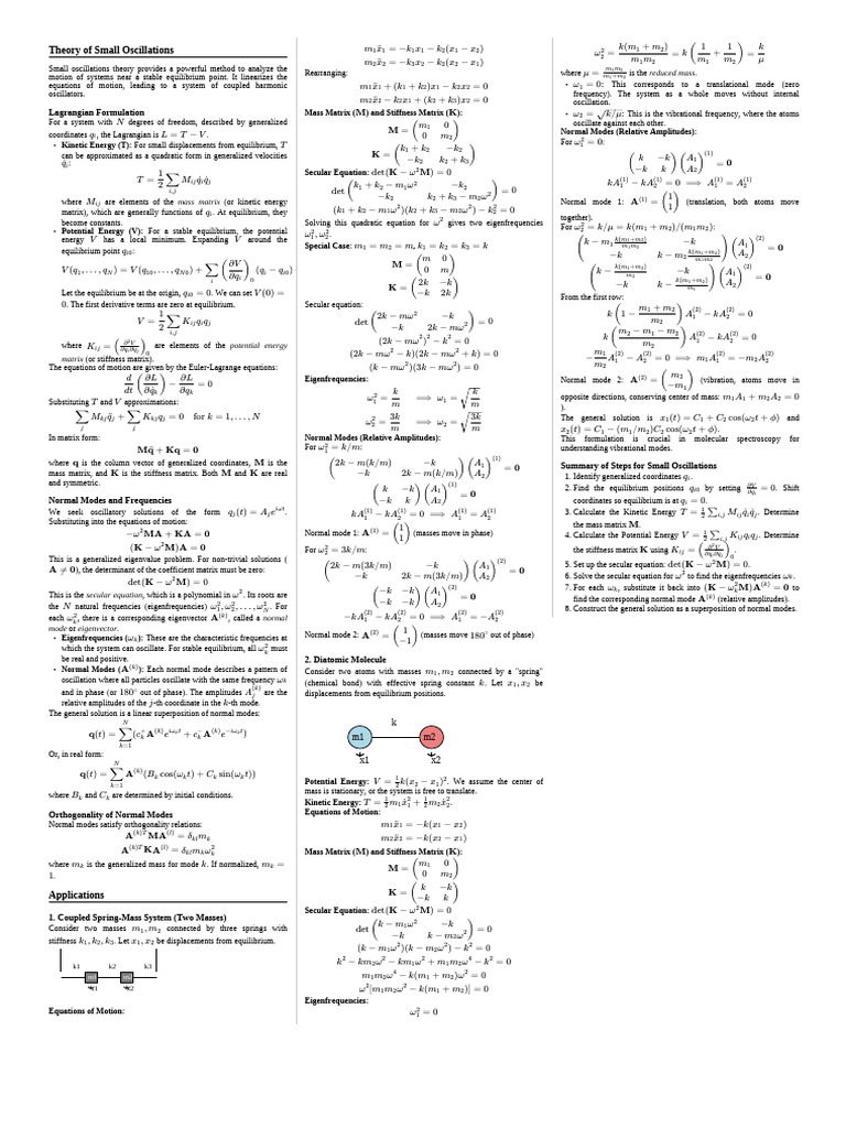 Small Oscillations Theory Explained | PDF | Oscillation | Normal Mode