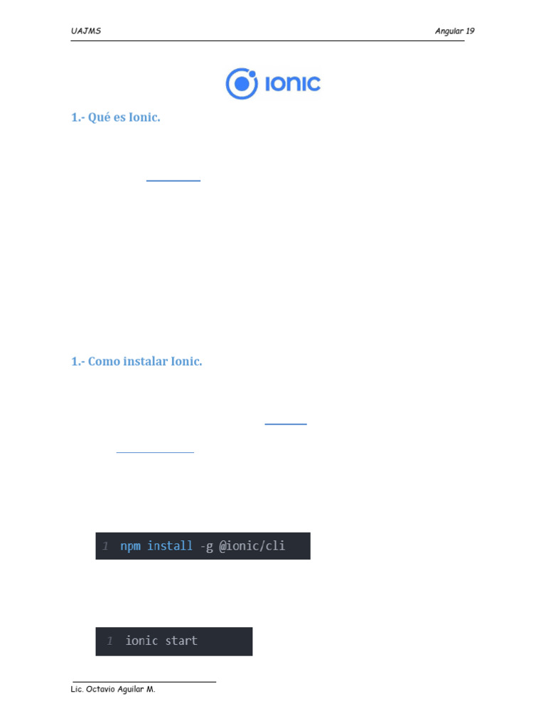Guía de Instalación y Uso de Ionic 7 | PDF
