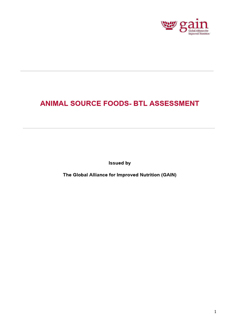 Animal Source Foods BTL Assessment Report | PDF | Qualitative Research ...