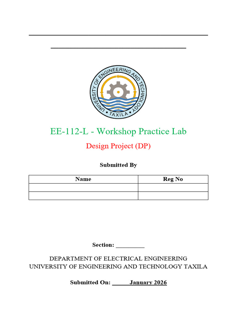 EE-112-L Workshop Practice Lab Project | PDF