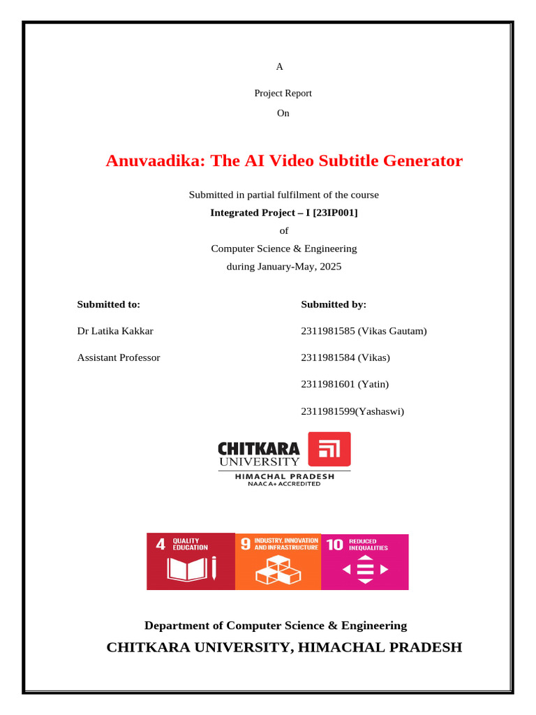 AI Video Subtitle Generator Project Report | PDF | Artificial ...