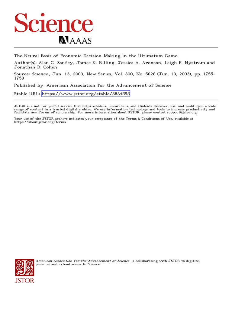 Neural Basis of Economic Decisions | PDF | Decision Making | Amino Acid