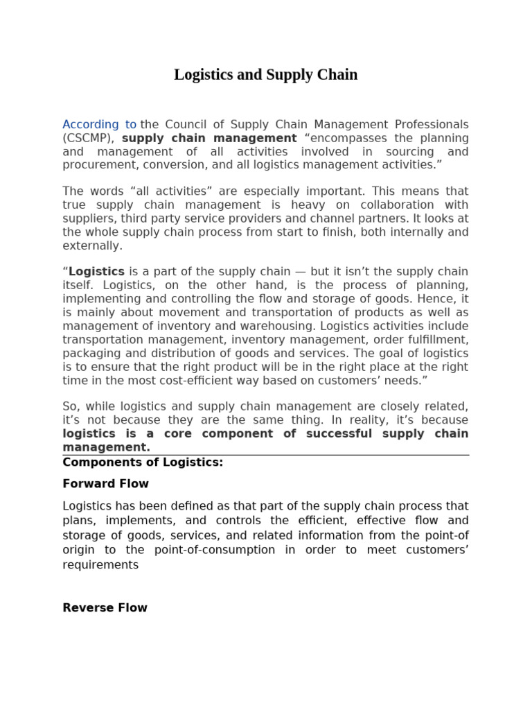 Logistics and Supply Chain Management Overview | PDF | Logistics ...