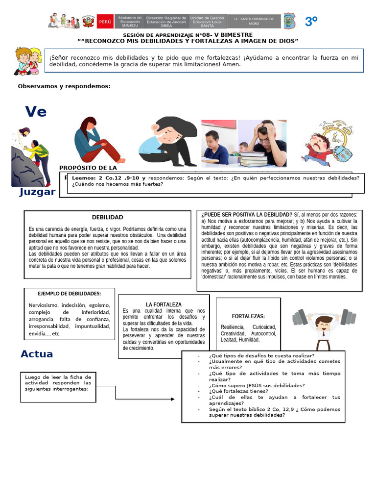 ACTIVIDAD 8- RECONOZCO MIS DEBILIDADES | PDF | Sicología