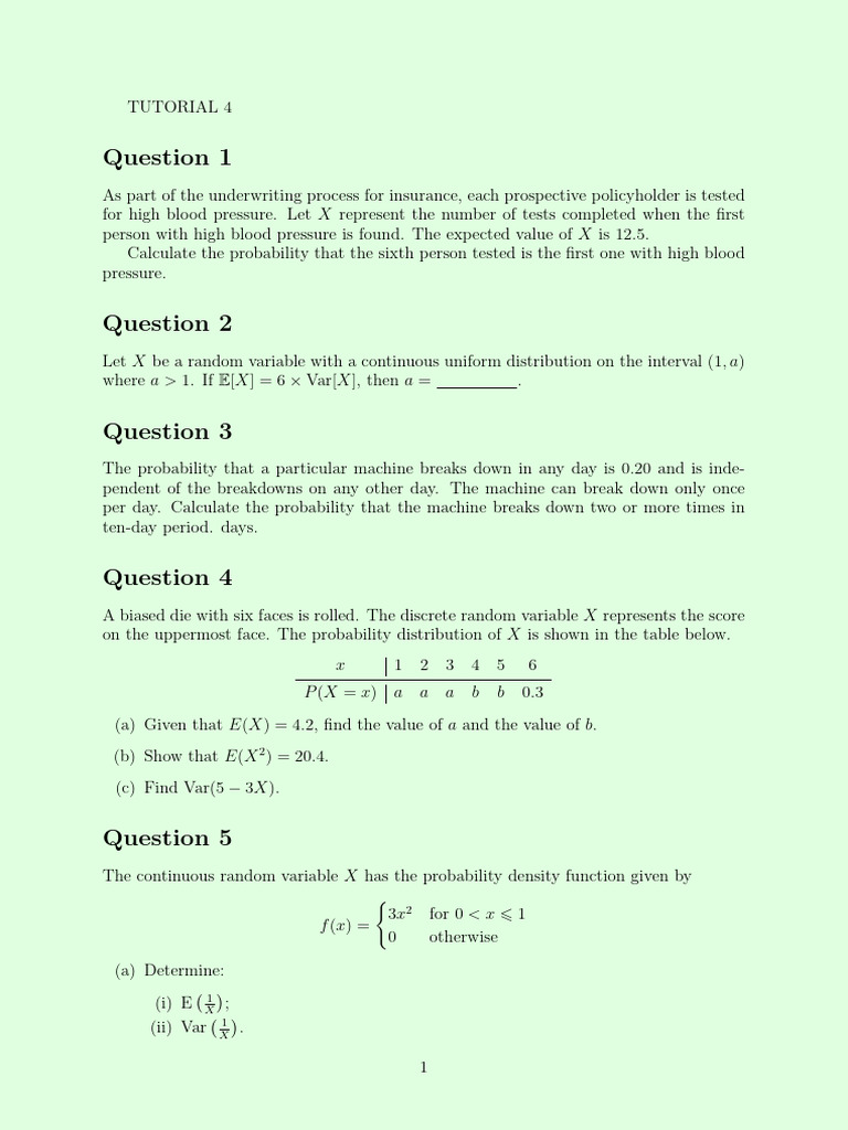 A-M Tutorial Sheet 4 | PDF