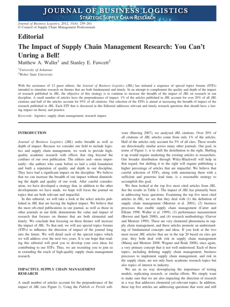 The Impact of Supply Chain Management Re | PDF | Supply Chain ...