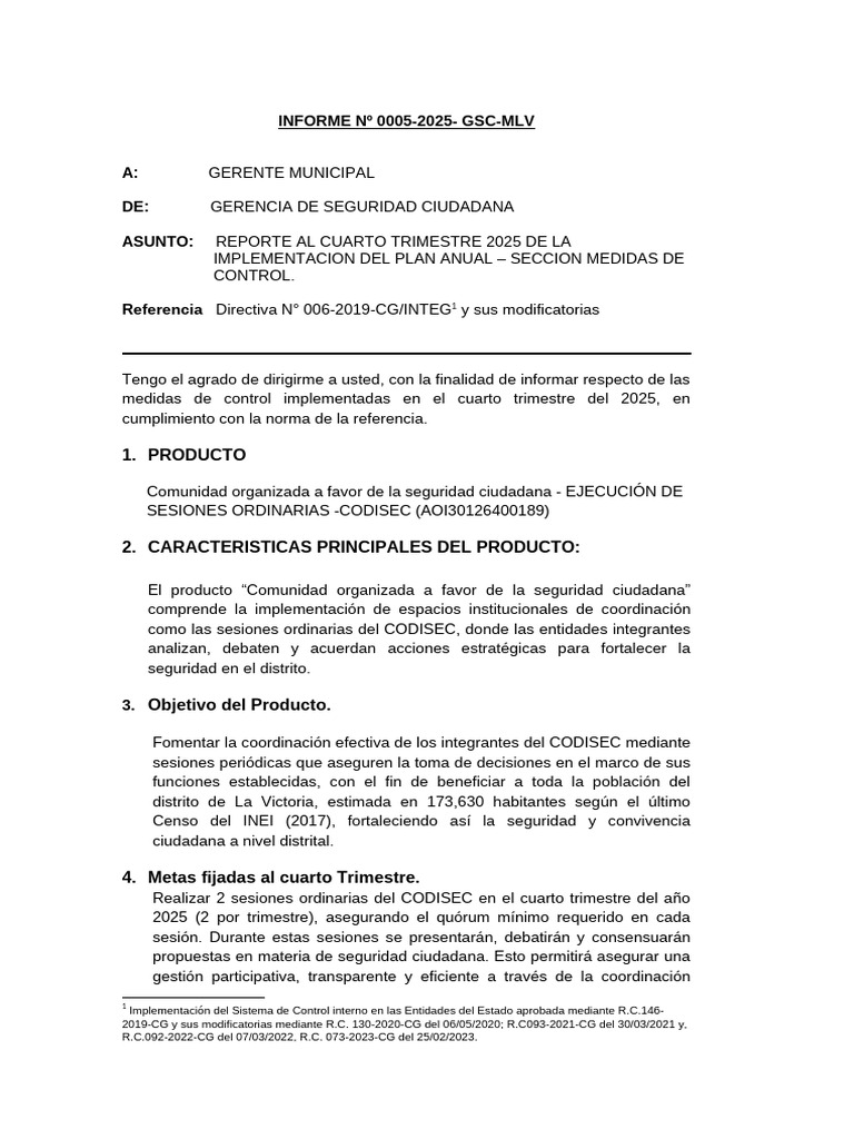 Informe de Medidas de Control 2025 | PDF