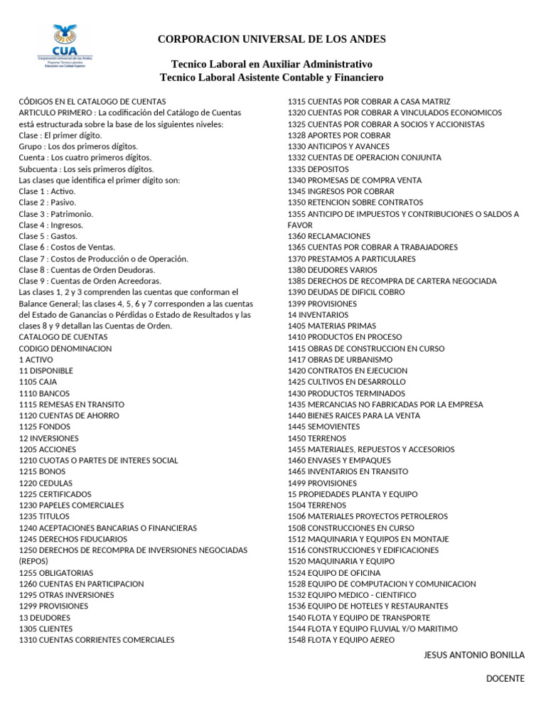 Catálogo de Cuentas Contables 2023 | PDF | Comercio | Economía Financiera