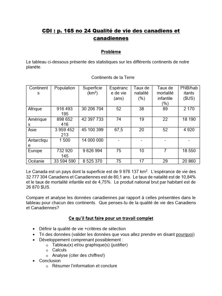 Analyse de la qualité de vie au Canada | PDF | Mathématiques