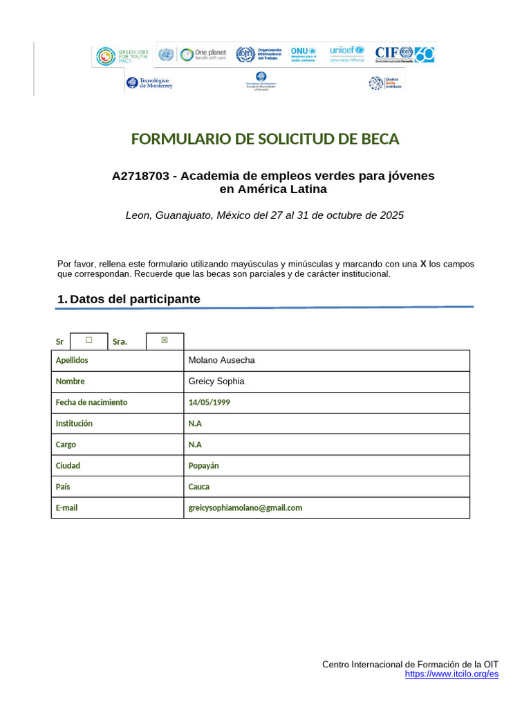 Solicitud de Beca para Academia Verde | PDF | Visa de viaje | México