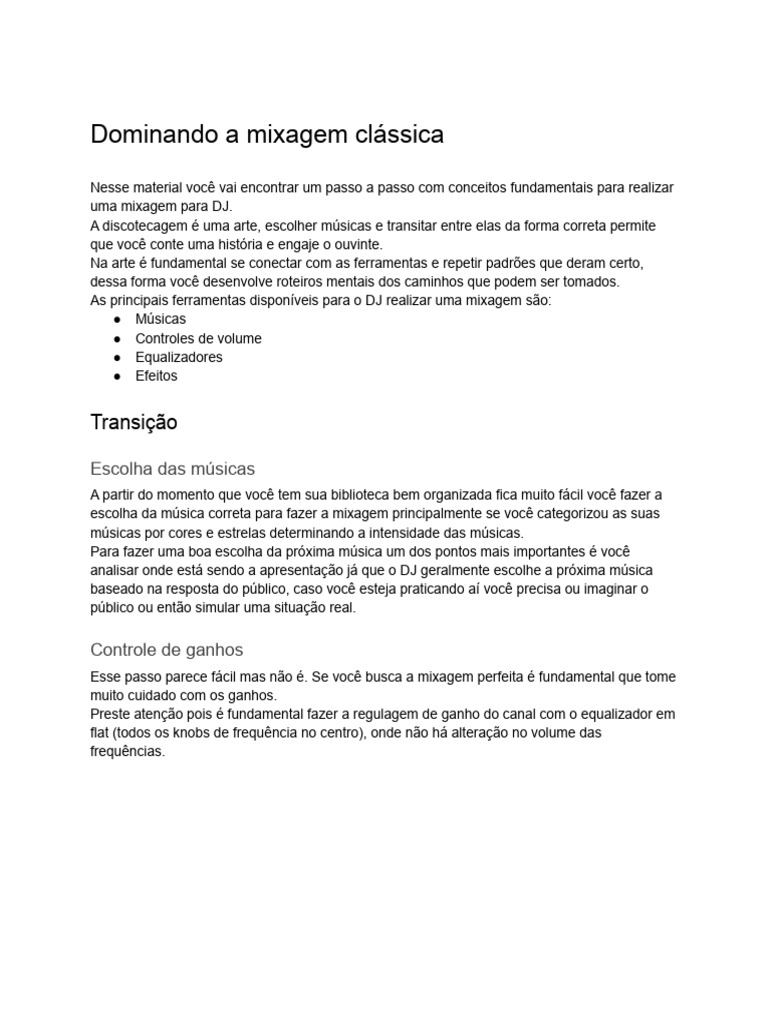 Guia Prático de Mixagem para DJs | PDF | DJ | Gravação de som