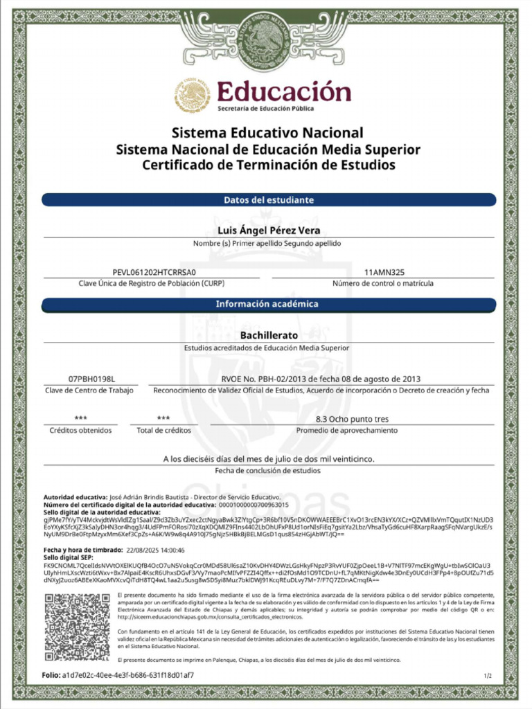 Certificado de Bachillerato Legalizado | PDF