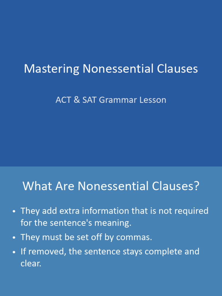 Nonessential Clauses Presentation Colored | PDF