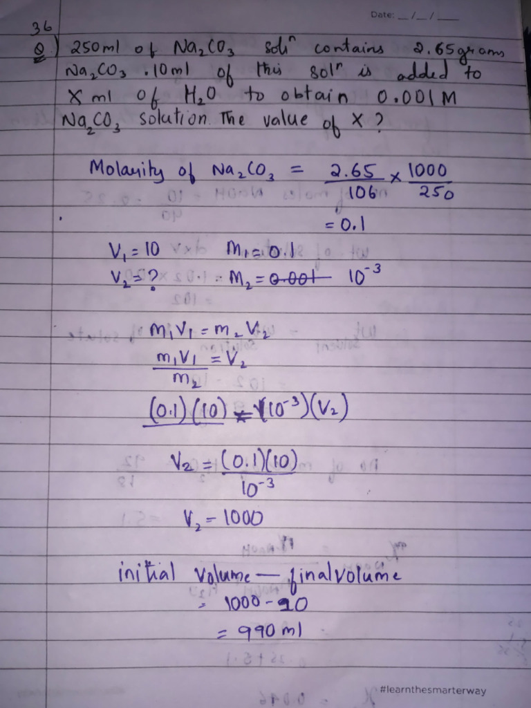 Chemical Solution Calculations Guide | PDF