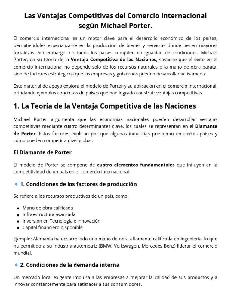 Ventajas Competitivas en Comercio Internacional | PDF | El comercio ...
