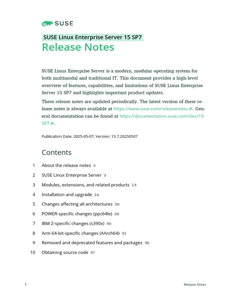 SUSE Linux Enterprise Server 15 SP7 Release Notes | PDF | Graphics ...