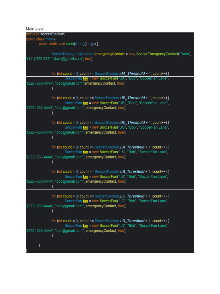 Soccer Stadium Fan Management Code | PDF | Computer Programming ...