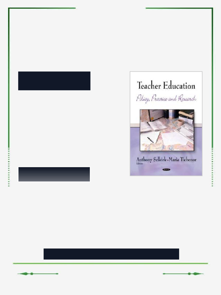 Teacher Education Policy Practice and Research 1st Edition Anthony ...