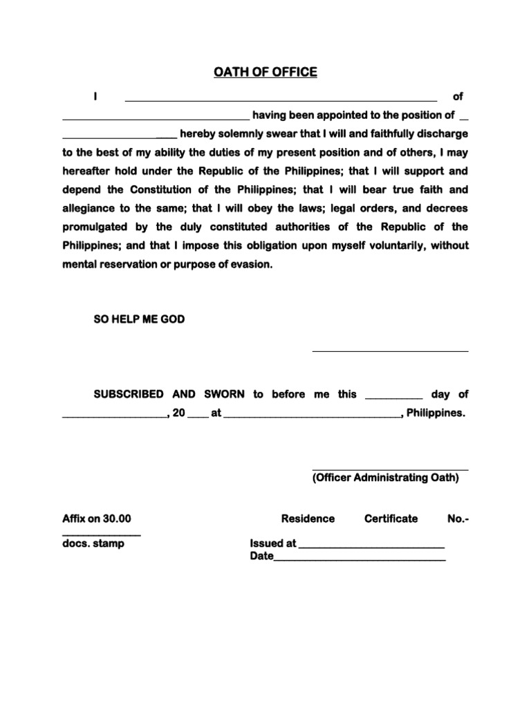 Oath of Office Template Philippines | PDF