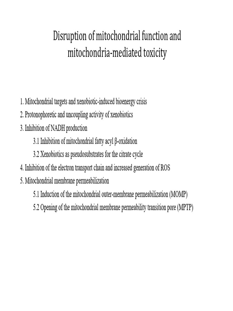 Mitochondrial Dysfunction from Xenobiotics | PDF | Mitochondrion ...