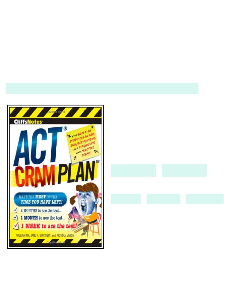 (Ebook) CliffsNotes ACT Cram Plan by William Ma, Jane R. Burstein ...