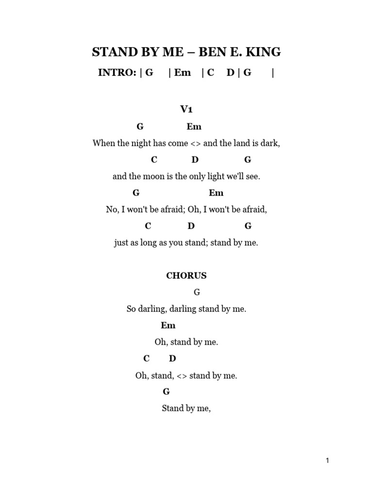 "Stand By Me Lyrics - Ben E. King" | PDF