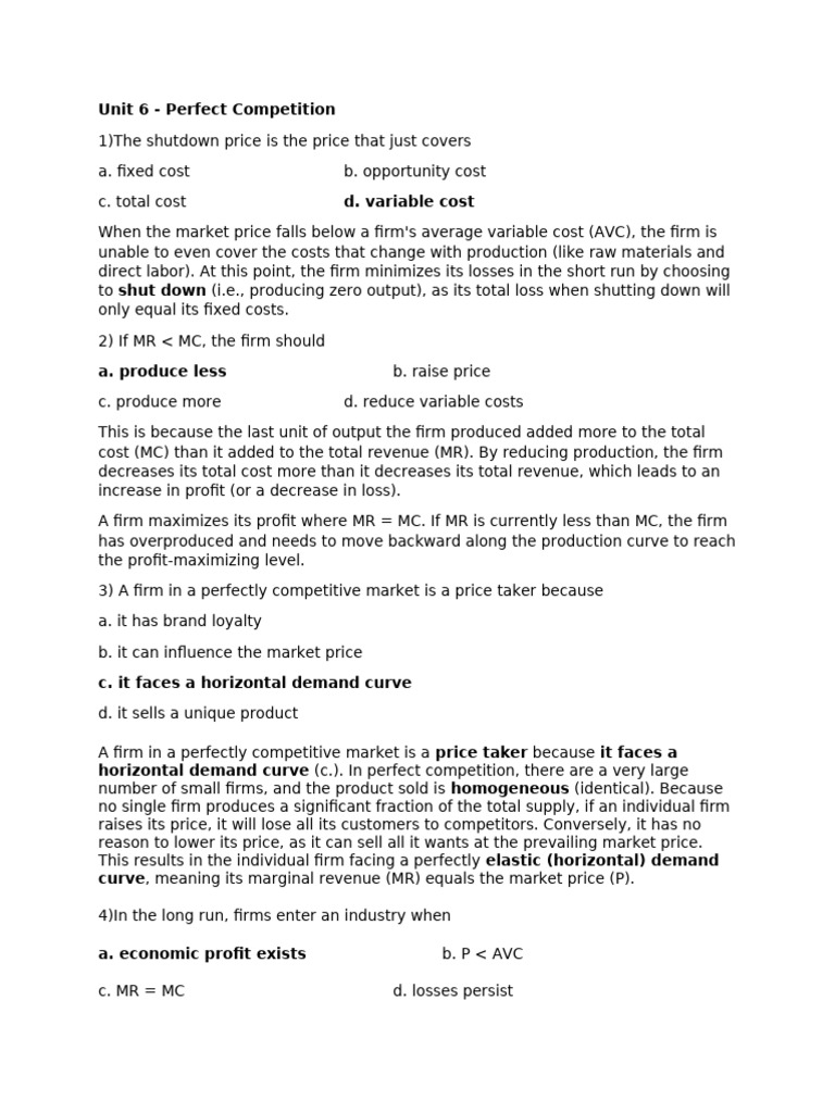 Quiz - Perfect Competition | PDF | Perfect Competition | Business