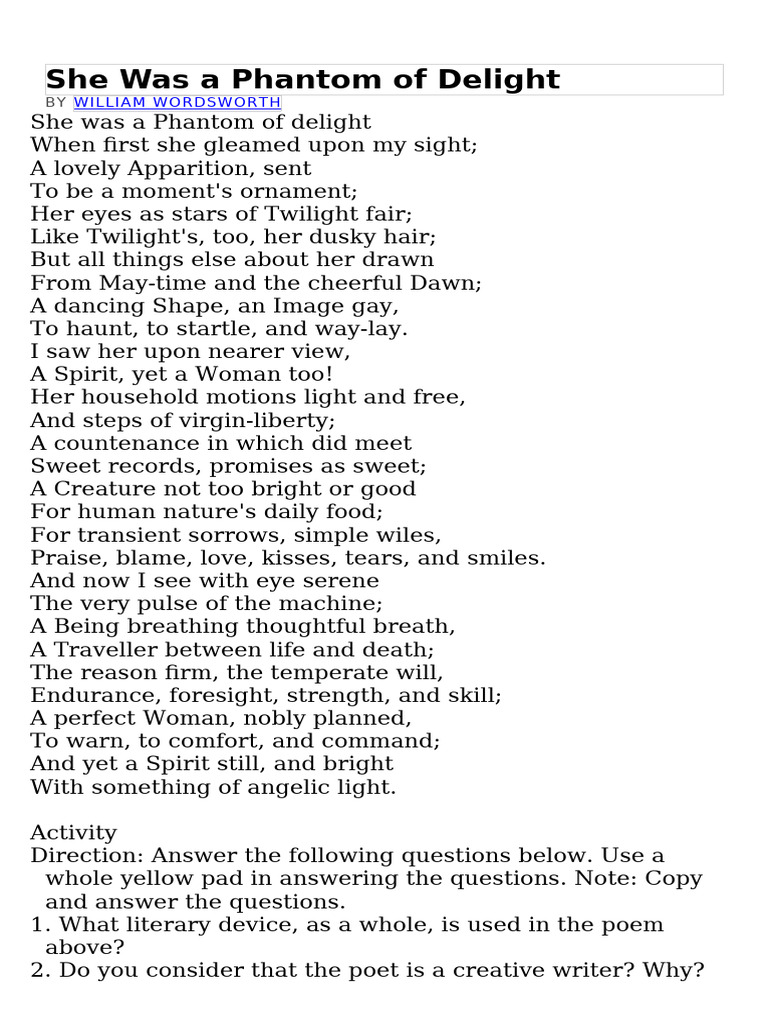 Analysis of Wordsworth's 