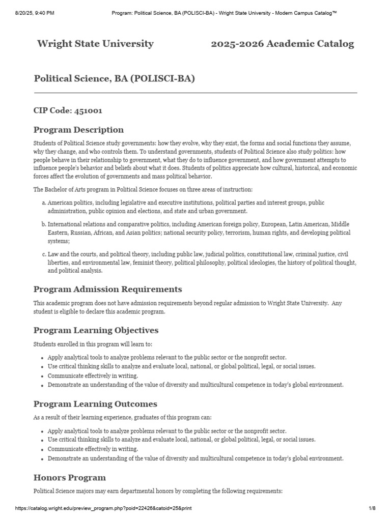 Political Science BA Program Overview | PDF | Political Science ...