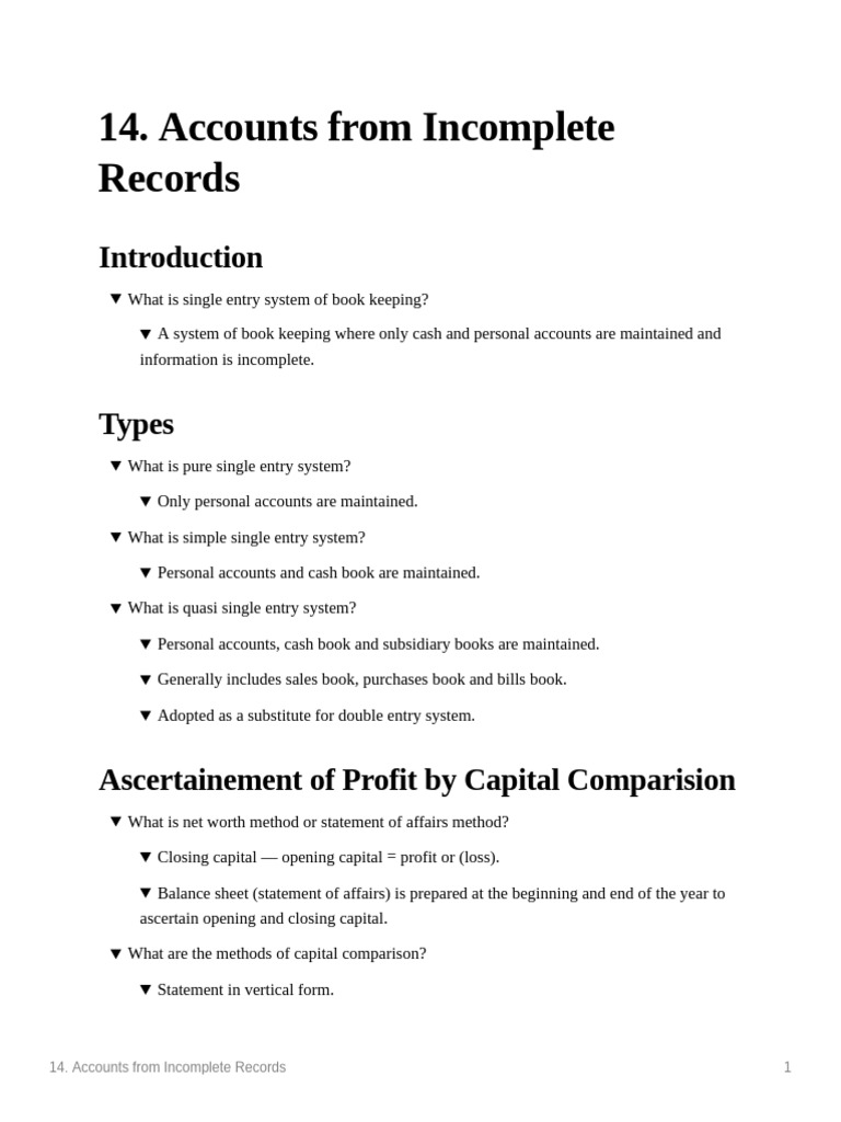 Accounts from Incomplete Records Explained | PDF | Financial Services ...
