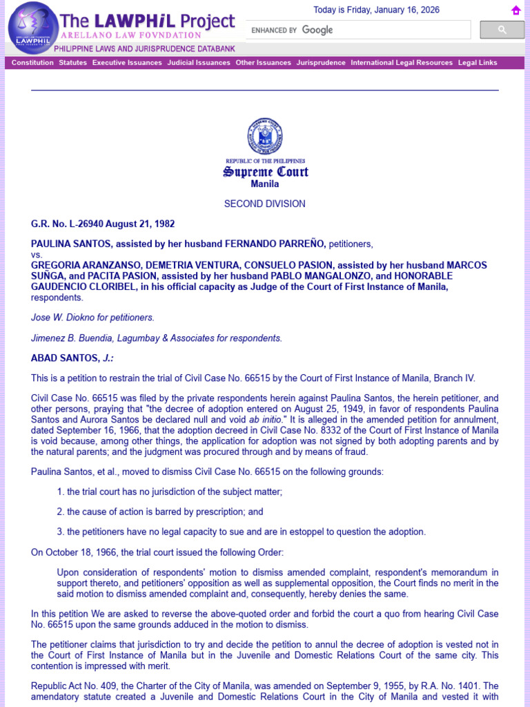 Adoption Case Jurisdiction Ruling | PDF | Lawsuit | Annulment