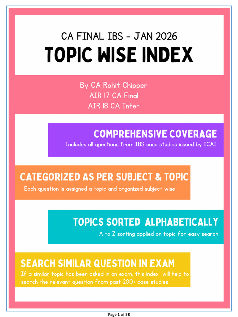 IBS Case Study Index for ICAI Exams | PDF | Deferred Tax | Audit